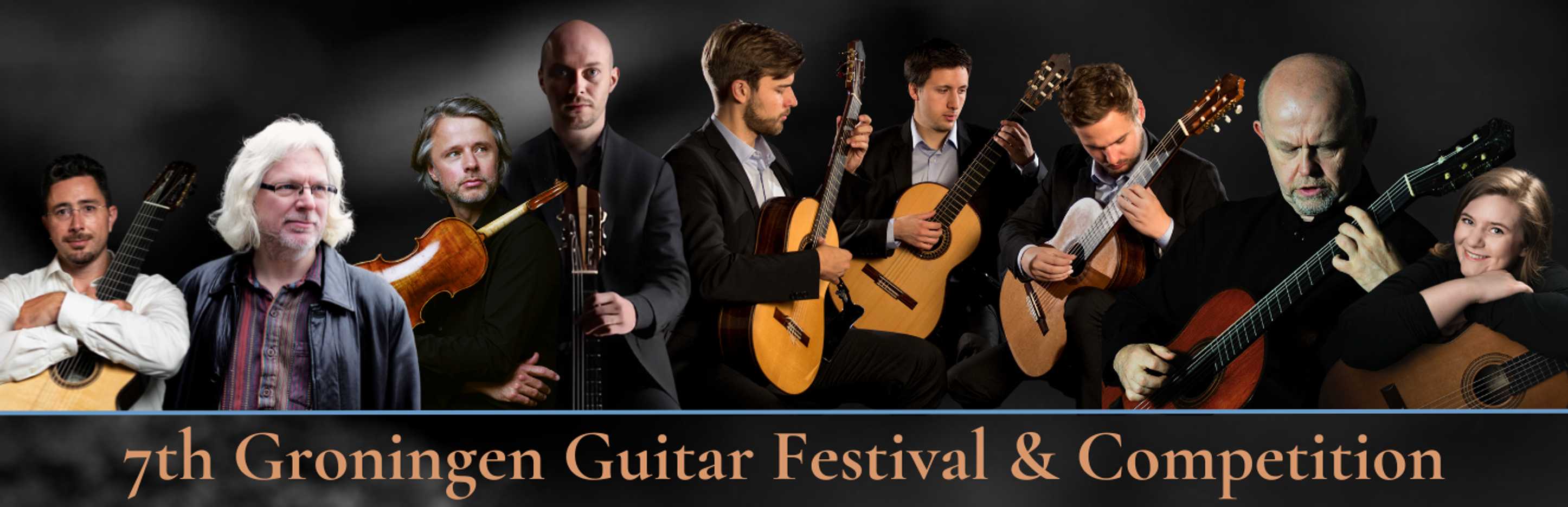 Banner showing all the artists of the Groningen Guitar Festival 2025.